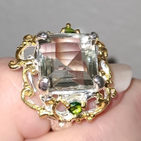 Genuine green amethyst sterling ring - Picture 7 of 13